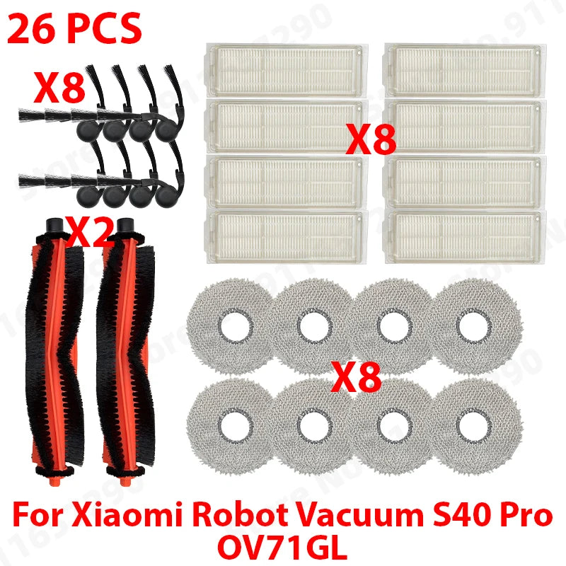 For Xiaomi Robot Vacuum S40 Pro OV71GL Vacuum Cleaner Replacement Spare Parts Main Side Brush HEPA Filter Mop Cloth Accessories