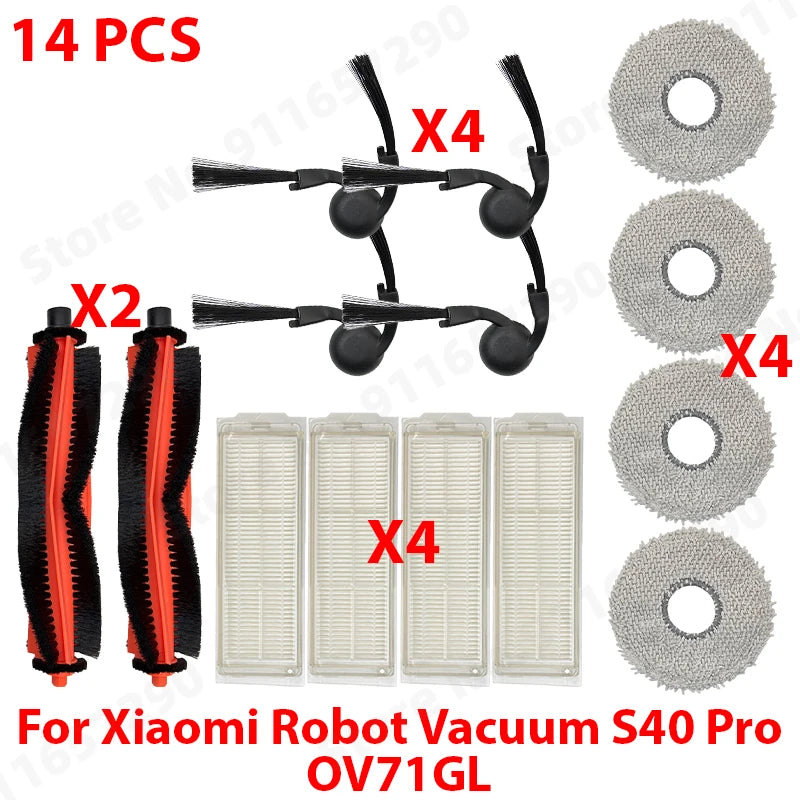 For Xiaomi Robot Vacuum S40 Pro OV71GL Vacuum Cleaner Replacement Spare Parts Main Side Brush HEPA Filter Mop Cloth Accessories