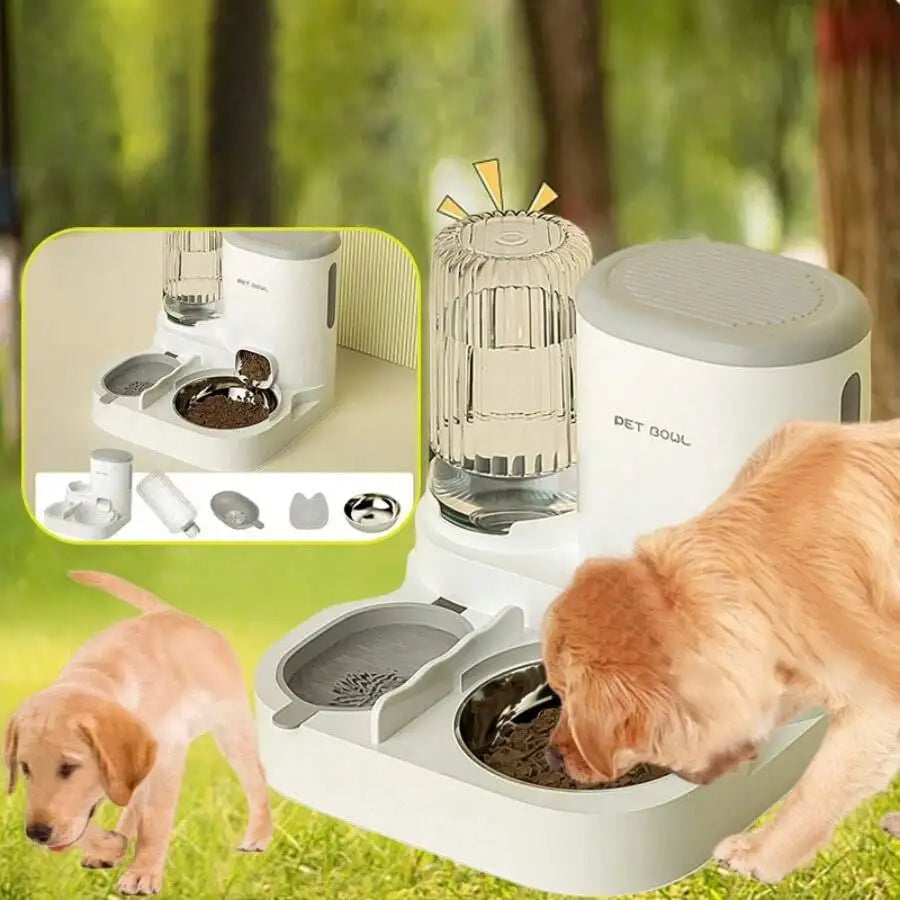 Two-In-One Automatic Cat Water Dispenser Set-Detachable, Washable, Automatic Feeding Station, Indoor Cat Food Bowl